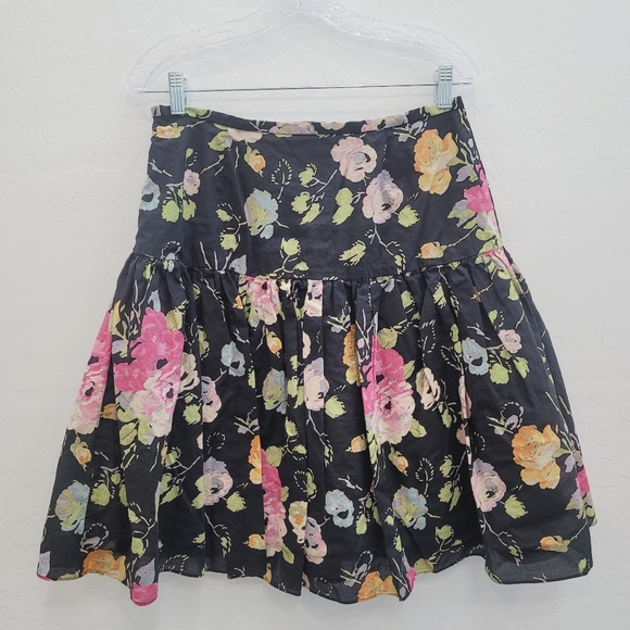 American Living Black Floral Print A-Line Skirt Women's Size 6 - Picture 2 of 11
